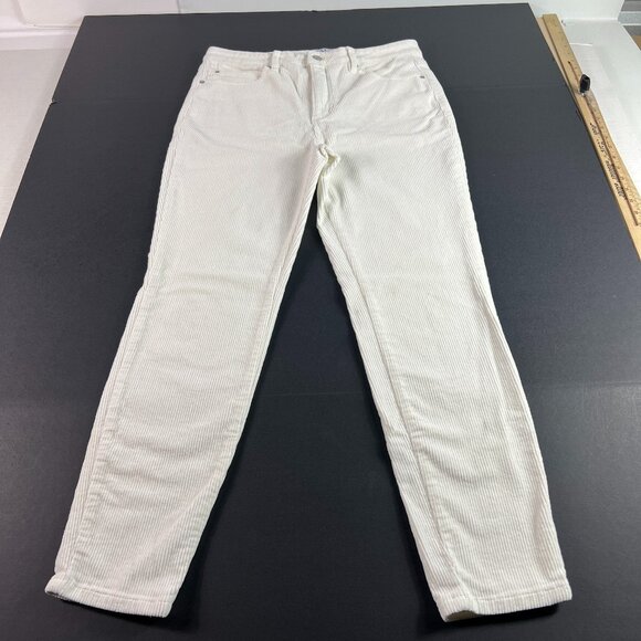 Oat New York Pants Women's 31x27* High Rise Skinny Crop Corduroy White Tag 30 - Picture 1 of 16